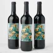 Zweigstelle mit goldenen Blätter Ginko Biloba Weinetikett (Flaschen)