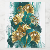 Zweigstelle mit goldenen Blätter Ginko Biloba Weinetikett (Einzelnes Label)