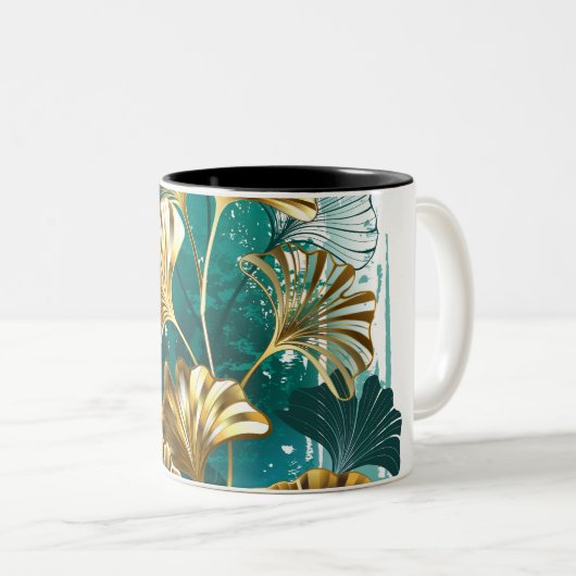 Zweigstelle mit goldenen Blätter Ginko Biloba Zweifarbige Tasse (VorderseiteRechts)