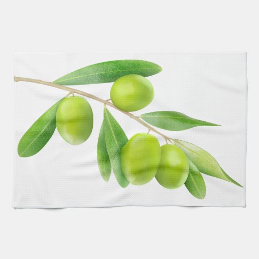 Zweigstelle mit grünen Oliven Küchentuch (Horizontal)