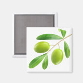 Zweigstelle mit grünen Oliven Magnet (Vorderseite/Rückseite)