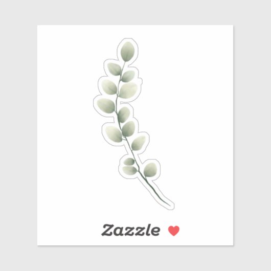 Zweigstelle mit hellgrünen Blätter im Wasserfarbst Aufkleber (Blatt)