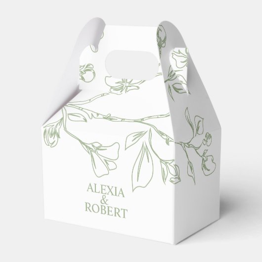 Zweigstelle mit Line Art Salbei Grünen Blume Hochz Geschenkschachtel (Vorderseite)
