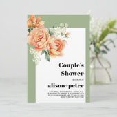 Zweigstelle mit Pfirsichbäumen Rose Hochzeitsdusch Einladung (Stehend Vorderseite)