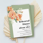 Zweigstelle mit pfirsichfarbenen Rose Hochzeitsess Einladung
