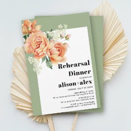 Zweigstelle mit pfirsichfarbenen Rose Hochzeitsess Einladung
