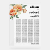 Zweigstelle mit pfirsichfarbenen Rose Hochzeitskar Acrylschild (Vorderseite)