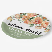 Zweigstelle mit pfirsichfarbener Rose Blume Blumen Pappteller (Schrägansicht)