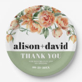 Zweigstelle mit pfirsichfarbener Rose Blume Blumen Pappteller (Vorderseite)