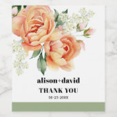 Zweigstelle mit pfirsichfarbener Rose, gewagte Typ Weinetikett (Einzelnes Label)