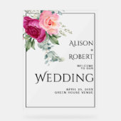 Zweigstelle mit rosa Rosa lichtdurchlässige WELCOM Acrylschild (Vorderseite)