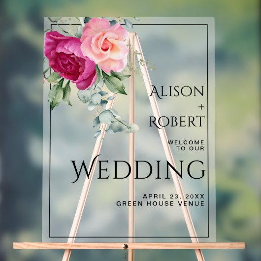 Zweigstelle mit rosa Rosa lichtdurchlässige WELCOM Acrylschild (Neutral)