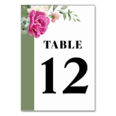 Zweigstelle mit rosa, rosa und weiße Blume Hochzei Tischnummer (Vorderseite)