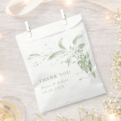 Zweigstelle mit Salbei-Grün-Weiß-Blume Hochzeit Geschenktütchen (Ausgeschnitten)