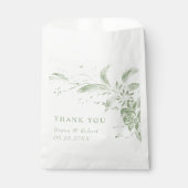 Zweigstelle mit Salbei-Grün-Weiß-Blume Hochzeit Geschenktütchen (Vorderseite)