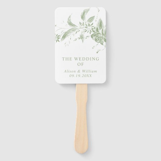 Zweigstelle mit Salbei-Grünen Blume Hochzeitsprogr Fächer (Vorderseite)