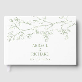 Zweigstelle mit Salbeigrün Blüten monochrome Hochz Gästebuch