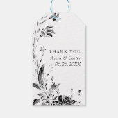 Zweigstelle mit Schwarz-Weiß-Blume Hochzeit Geschenkanhänger (Rückseite)