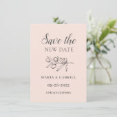 Zweigstelle Olive. Moderne, einfache rosa Hochzeit Save The Date (Stehend Vorderseite)