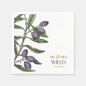 Zweigstelle Olivenbaum | Lila grün Serviette (Vorderseite)