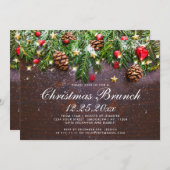 Zweigstelle Pine Cones Rustikaler Weihnachtsfest Einladung (Vorne/Hinten)