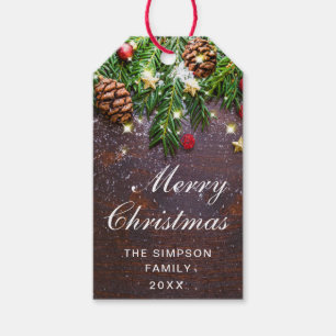 Zweigstelle Pine Cones Rustikaler Weihnachtsurlaub Geschenkanhänger