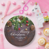 Zweigstelle Pine Cones Rustikales Weihnachtsfest P Pappteller (Party)