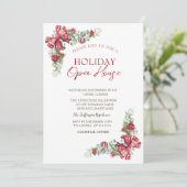 Zweigstelle Pine Tree, Ball, Bow Holiday Open Hous Einladung (Stehend Vorderseite)