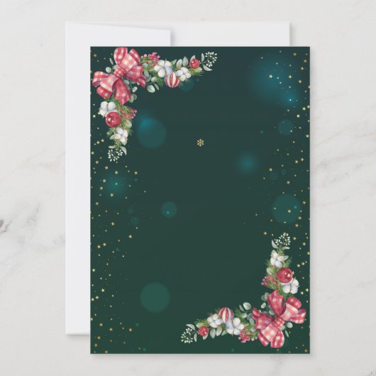 Zweigstelle Pine Tree, Ball, Bow Holiday Open Hous Einladung (Rückseite)