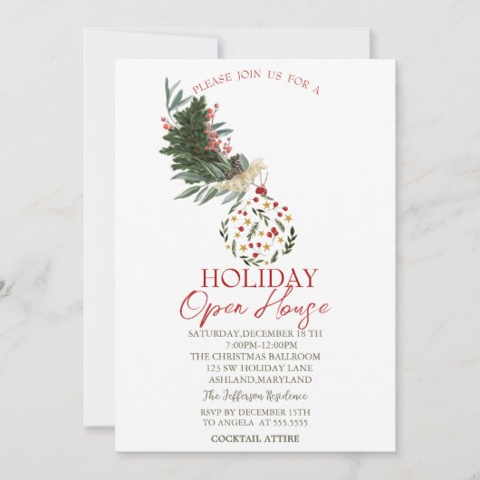 Zweigstelle Pine Tree, Ball Holiday Open House Einladung (Vorderseite)