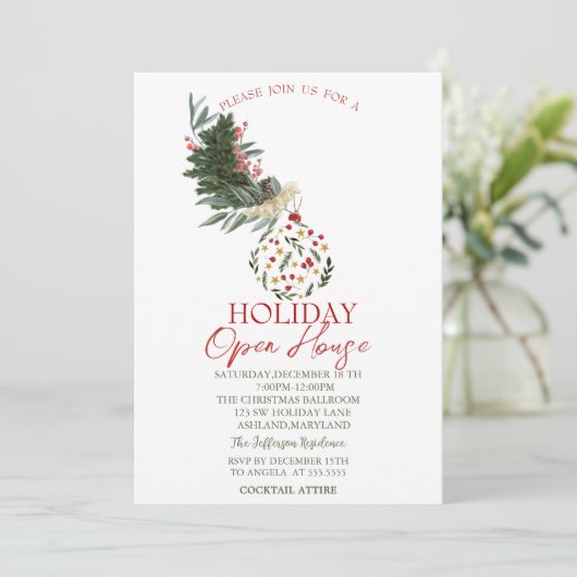 Zweigstelle Pine Tree, Ball Holiday Open House Einladung (Stehend Vorderseite)