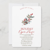 Zweigstelle Pine Tree Red Berries Holiday Open Hou Einladung (Vorderseite)