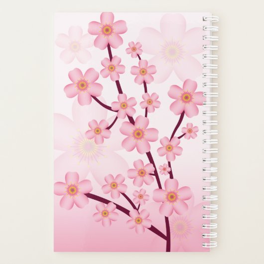 Zweigstelle Rosa Sakura Cherry Blossom mit Namen Planer (Rückseite)