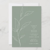 Zweigstelle "Sage Green Minimalistisch Olive Leaf" Einladung (Vorderseite)