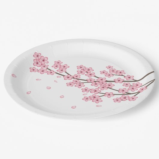 Zweigstelle Sakura Cherry Blossom Pappteller (Schrägansicht)
