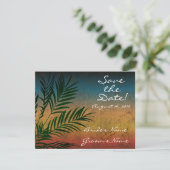 Zweigstelle Sunset Palm Tree Save the Date Einladung (Stehend Vorderseite)