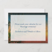 Zweigstelle Sunset Palm Tree Save the Date Einladung (Rückseite)