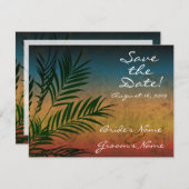Zweigstelle Sunset Palm Tree Save the Date Einladung (Vorne/Hinten)