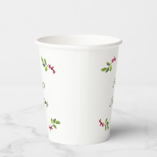 Zweigstelle von heiligen Beeren und Blätter glückl Pappbecher (Rechts)