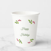 Zweigstelle von heiligen Beeren und Blätter glückl Pappbecher (Vorderseite)