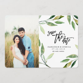 Zweigstelle Wasserfarben Olive Save the Date mit F