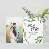 Zweigstelle Wasserfarben Olive Save the Date mit F (Stehend Vorderseite)