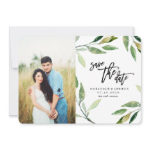 Zweigstelle Wasserfarben Olive Save the Date mit F