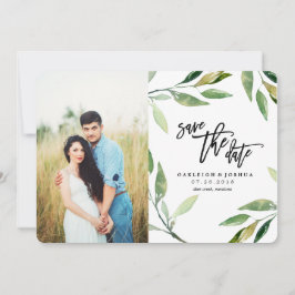 Zweigstelle Wasserfarben Olive Save the Date mit F