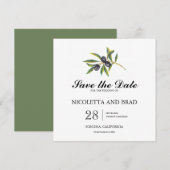 Zweigstelle Wasserfarben-Olivenbaum | SAVE THE DAT Date (Vorne/Hinten)