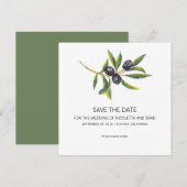 Zweigstelle Wasserfarben-Olivenbaum | SAVE THE DAT Date (Vorne/Hinten)