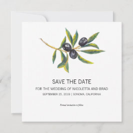 Zweigstelle Wasserfarben-Olivenbaum | SAVE THE DAT Date