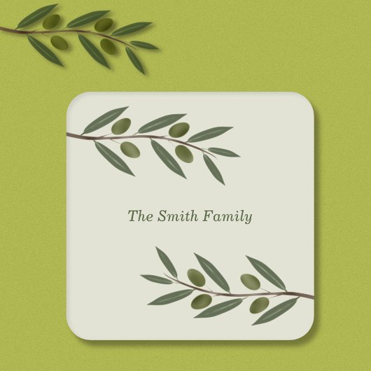 Zweigstelle Wasserfarben Rechteckiger Pappuntersetzer