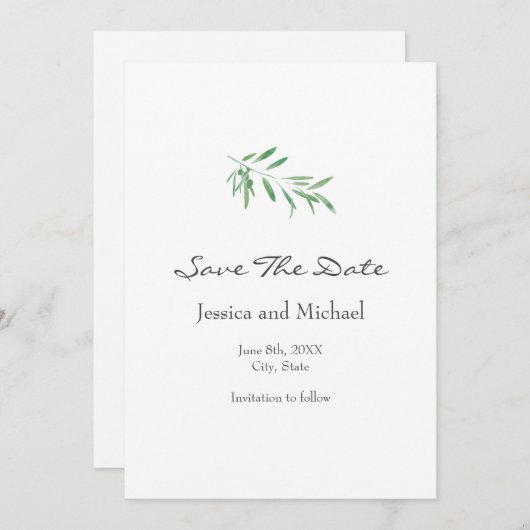 Zweigstelle Wasserfarben Save The Date (Vorne/Hinten)