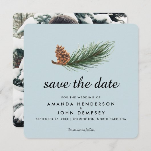 Zweigstelle Wasserfarben Winter Save the Date (Vorne/Hinten)